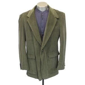 green Vintage 80s Corduroy blazer jacket sport suit coat cord riding‎ 46 L